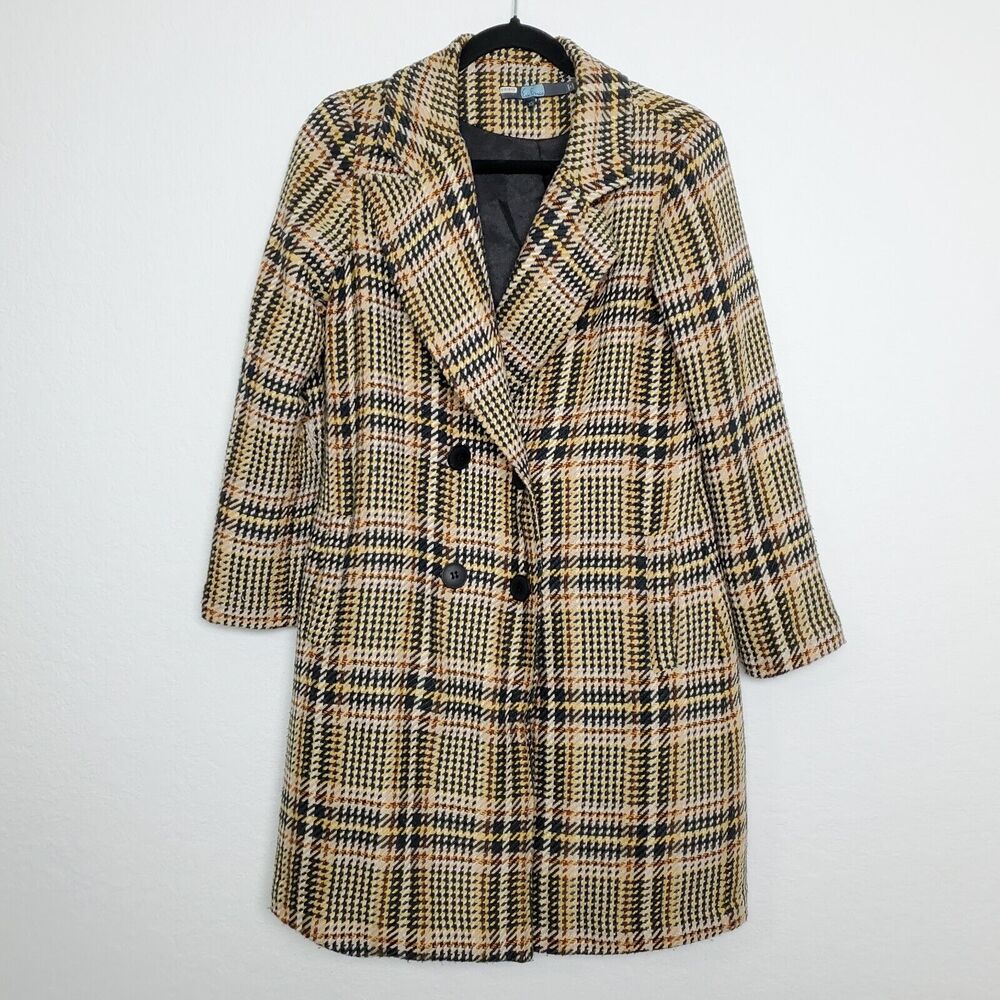 Eva Franco Womens Double Breasted Blazer Jacket Size XS Houndstooth FLAW READ
